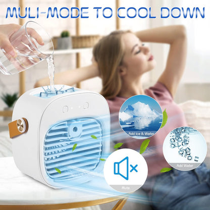 Ar Condicionado Portátil Recarregável Mini Ventilador de Ar Condicionado Pessoal Sem Fio para Quarto e Camping
