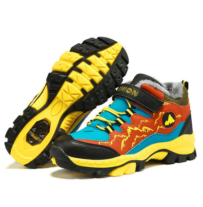 Winter Hiking Shoes Boy Kids Snow Boots Teenagers Children Shoe Walking Climbing Sneakers Leather Waterproof Non-slip Sport Warm