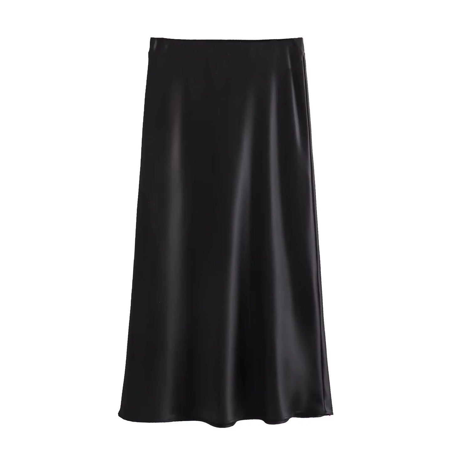 XNWMNZ Women's Fashion 2023 Flowing Satin Midi Skirt Women Vintage Elastic High