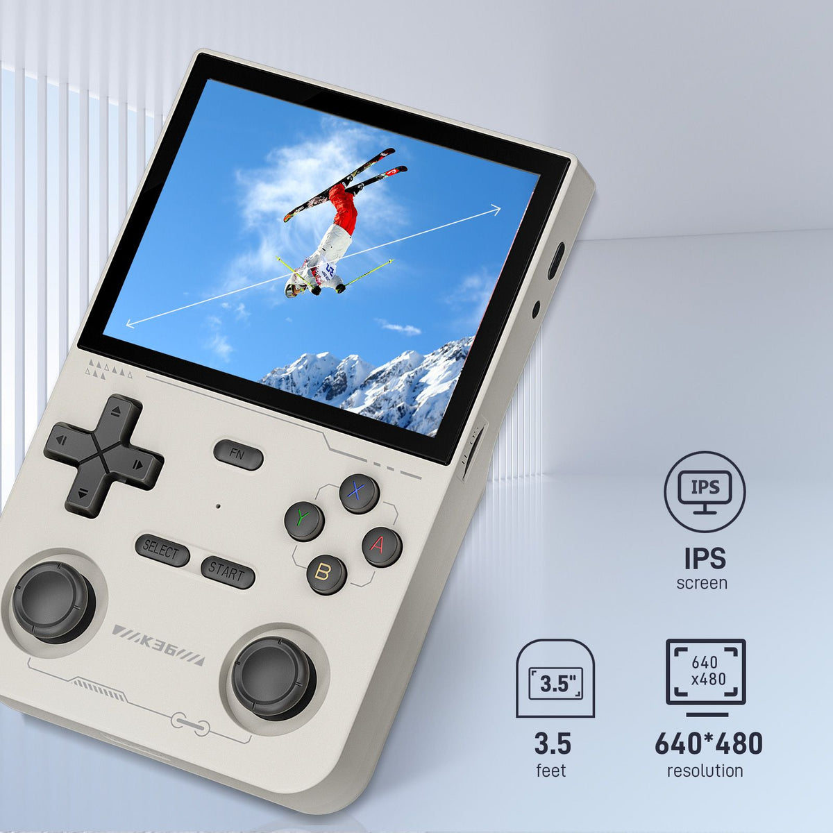 GAMINJA Open Source K36 Retro Handheld Video Game Console 16000 Games Emulator for PS1/PSP/DC/N64/SS 500nit 3.5 Inch IPS Screen