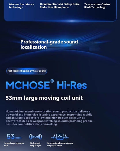 MCHOSE V9 Pro Gaming Headset, Over-Ear Quad-Mode Wireless Bluetooth Headphones for PC with Microphone (Delta Style)