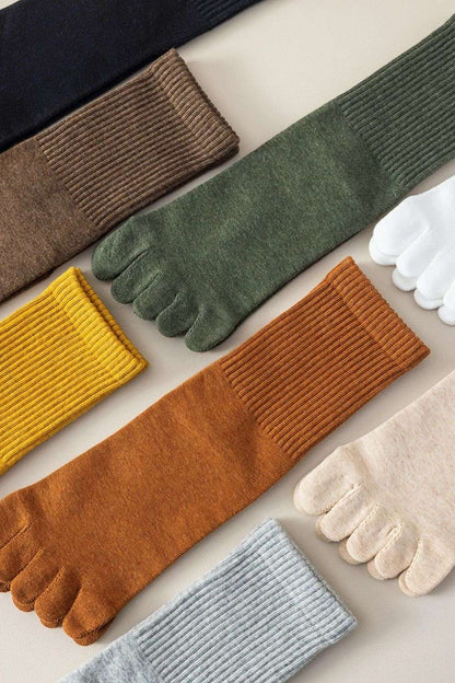 4 Pairs Women Toe Socks Five Finger Socks High Quality Cotton Autumn Spring Middle Tube Sports Socks with Separate Fingers