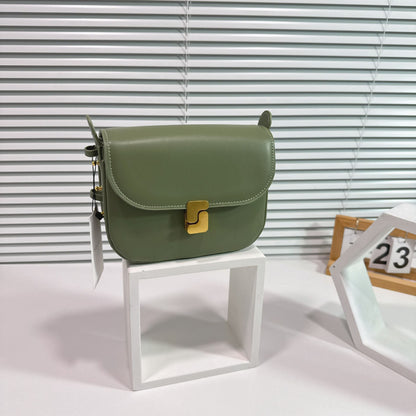 New genuine leather tofu bag for women with a high-end feel, single shoulder crossbody small square bag, commuting bag for women