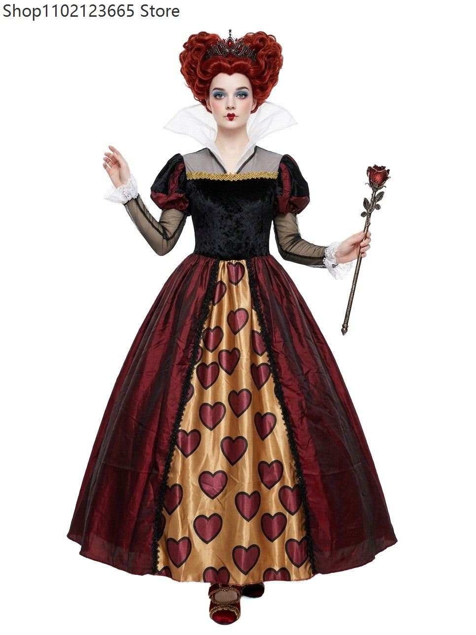 New Red Queen Of Hearts Dress Wonderland Red And Black Dress For Adult Halloween Party Retro Court Alice Role Play Costume 2026