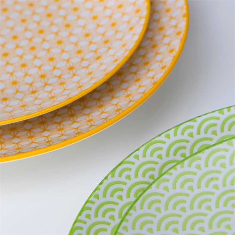 16Pieces Porcelain Multi-Colour Japanese-style Dinnerware Set with 4*Dinner Plate,Dessert Plate,Bowl,Mug Ceramic Tableware Set