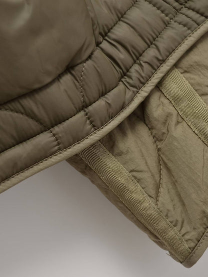 European and American style winter new style stand collar loose drawstring zipper cotton jacket for women