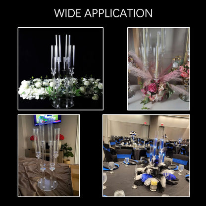10 Pcs Clear 6-Arm Candelabra Taper Candle Holder Wedding Party Dining Table Banquet Christmas Event Decoration