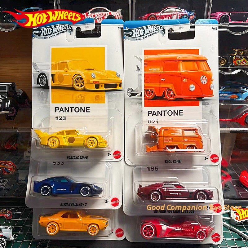Hot Wheels Silver Series Pantone Artsy Set Genuíno Porsche/Camaro/Kombi/Mustang/Nissan Veículo Diecast Escala 1:64 Modelo de Carro de Liga Presente