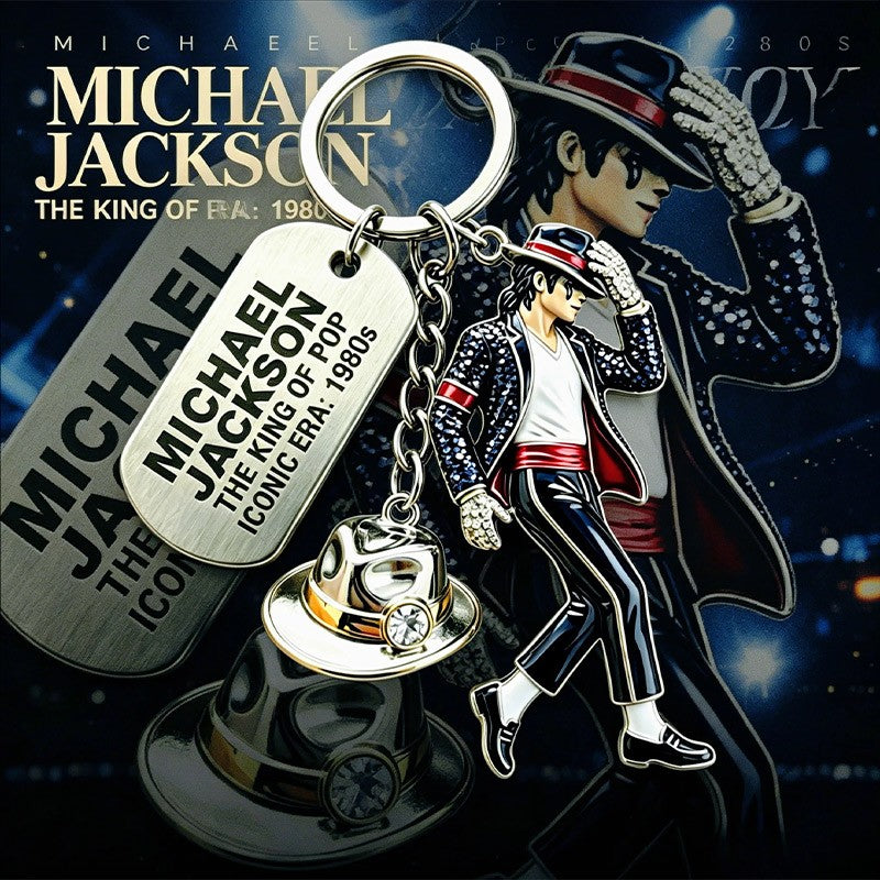 Michael Jackson Keychain Classic Dance King Pendant Key Ring Fashion Singer Key Chain Music Idol Keychain For Home Decoration