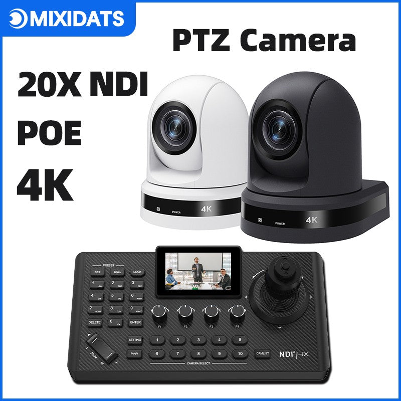 4K NDI  PTZ Camera 1-10pcs 20X Zoom Video Conference Camera for Church Business Meeting Optional 1 controller keyboard kit
