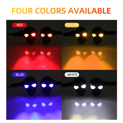 2x Mini Moto LED Luz de Seta Indicador de Seta em Formato de Caveira DRL Dianteiro Traseiro para Honda Yamaha Honda