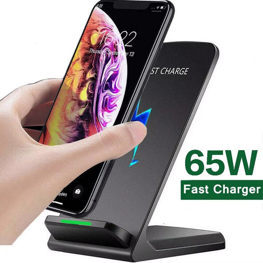 Carregador Sem Fio 65W Estação de Carregamento Rápido para Fone de Ouvido e Celular Suporte de Carregador para iPhone 16 15 14 13 Pro Max Samsung S24 S23 Xiaomi