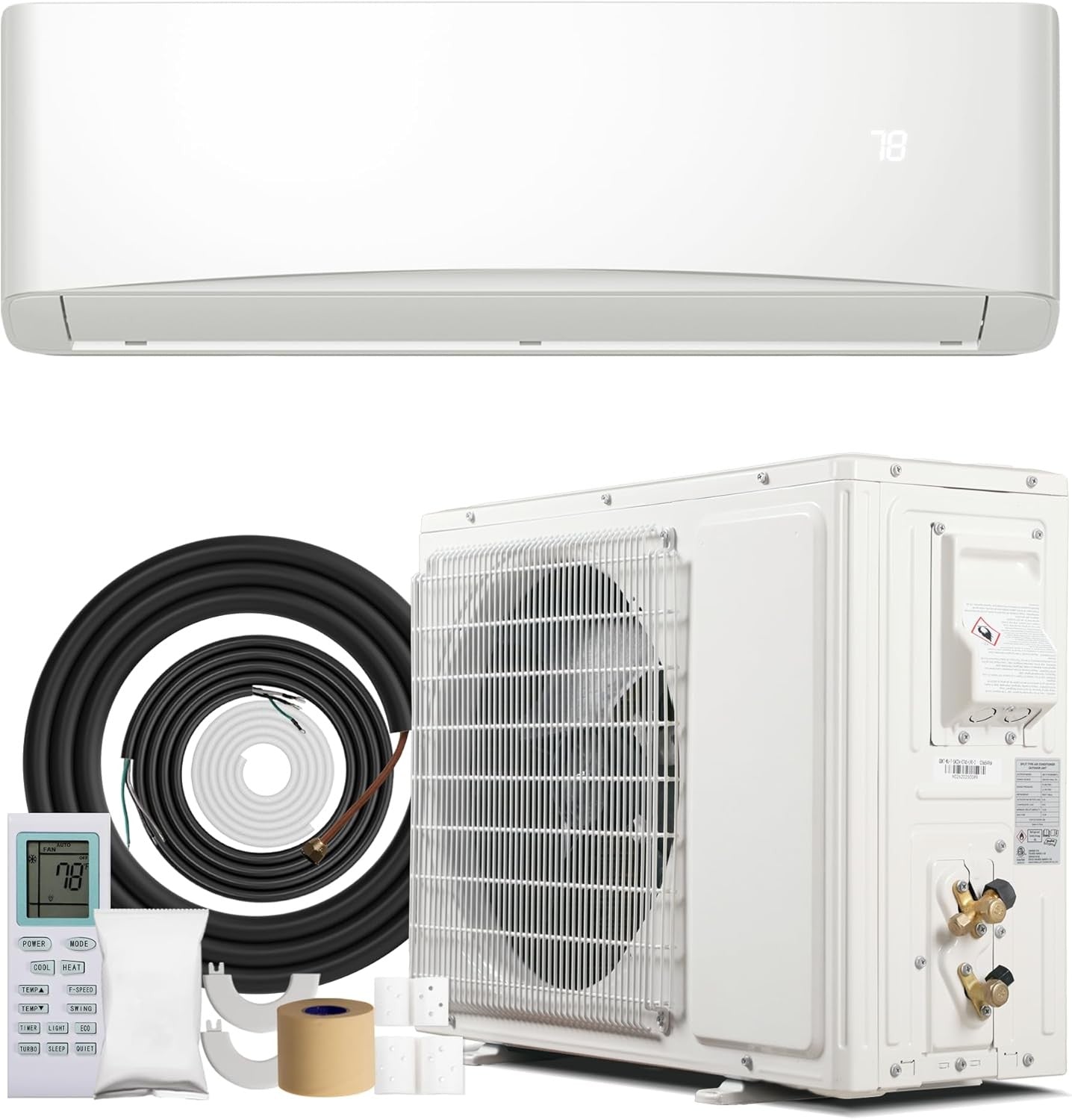 Ar Condicionado Quente/Frio Mini Split 12000BTU, 17 SEER2, Unidade AC de Parede Refrigera Ambientes de até 70m², Inverter com Eficiência Energética
