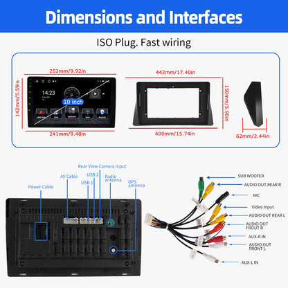64G 10" Android 14 For 2008-2013 Honda Accord 8 Apple Carplay Car Stereo GPS Navigation WiFi FM Radio Head Unit SWC Bluetooth