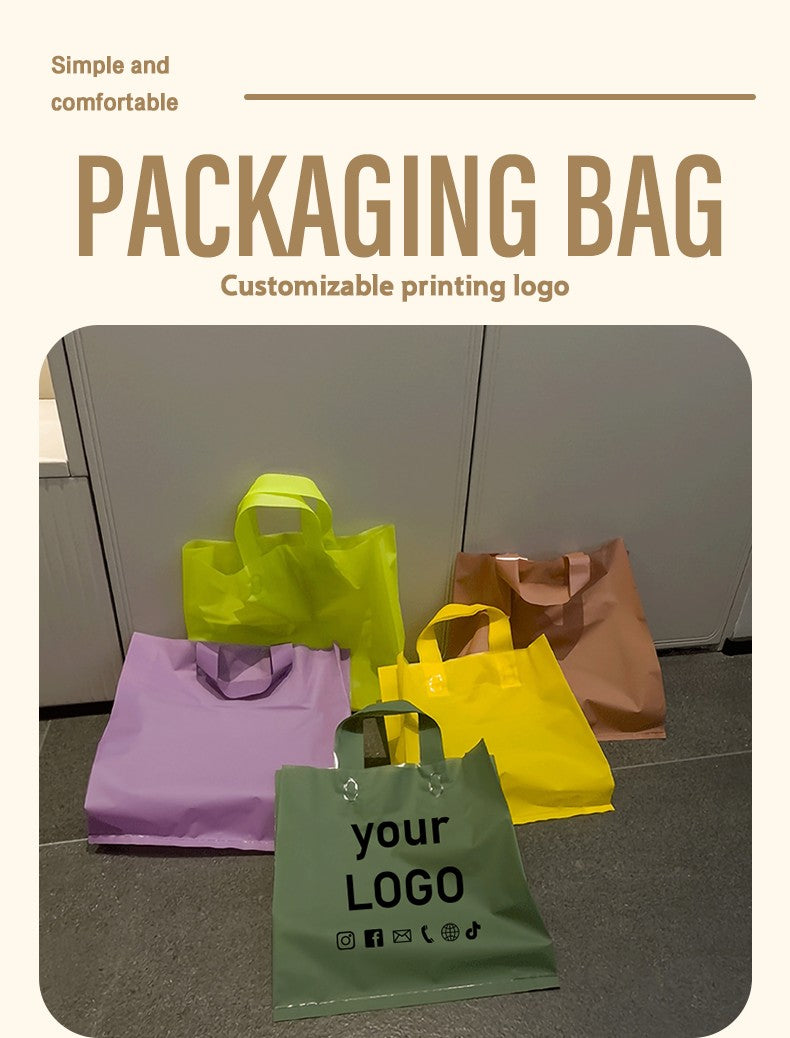50pcs frosted tote bags cosmetics store gift bags printed logo simple fashion packaging bags plastic bags custom wholesale