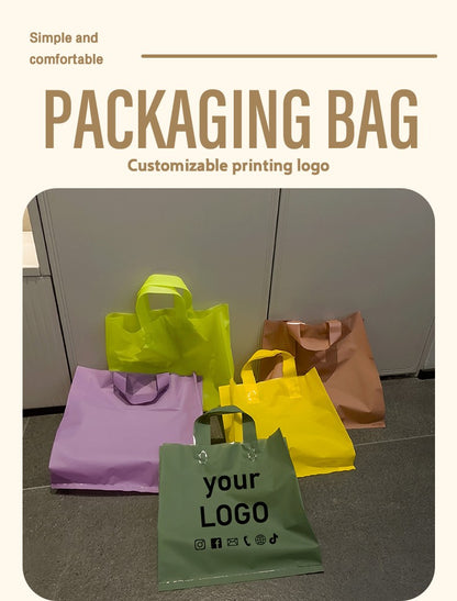 50pcs frosted tote bags cosmetics store gift bags printed logo simple fashion packaging bags plastic bags custom wholesale