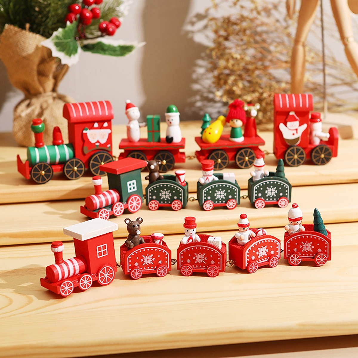 Wooden/Plastic Train Christmas Ornament Merry Christmas Decoration For Home 2025 Xmas Gifts Noel Natal Navidad New Year 2026