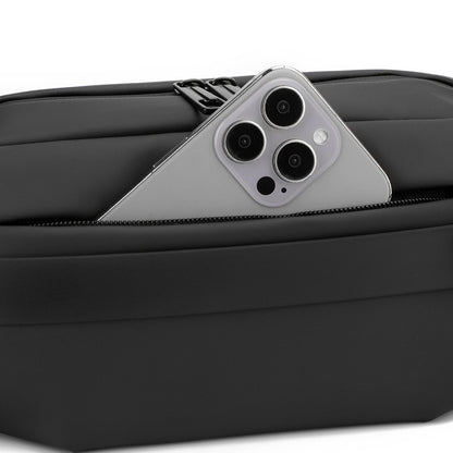 1 men's multifunctional sports waist bag - multi-layer zipper closure, adjustable chest bag, sports style crossbody bag