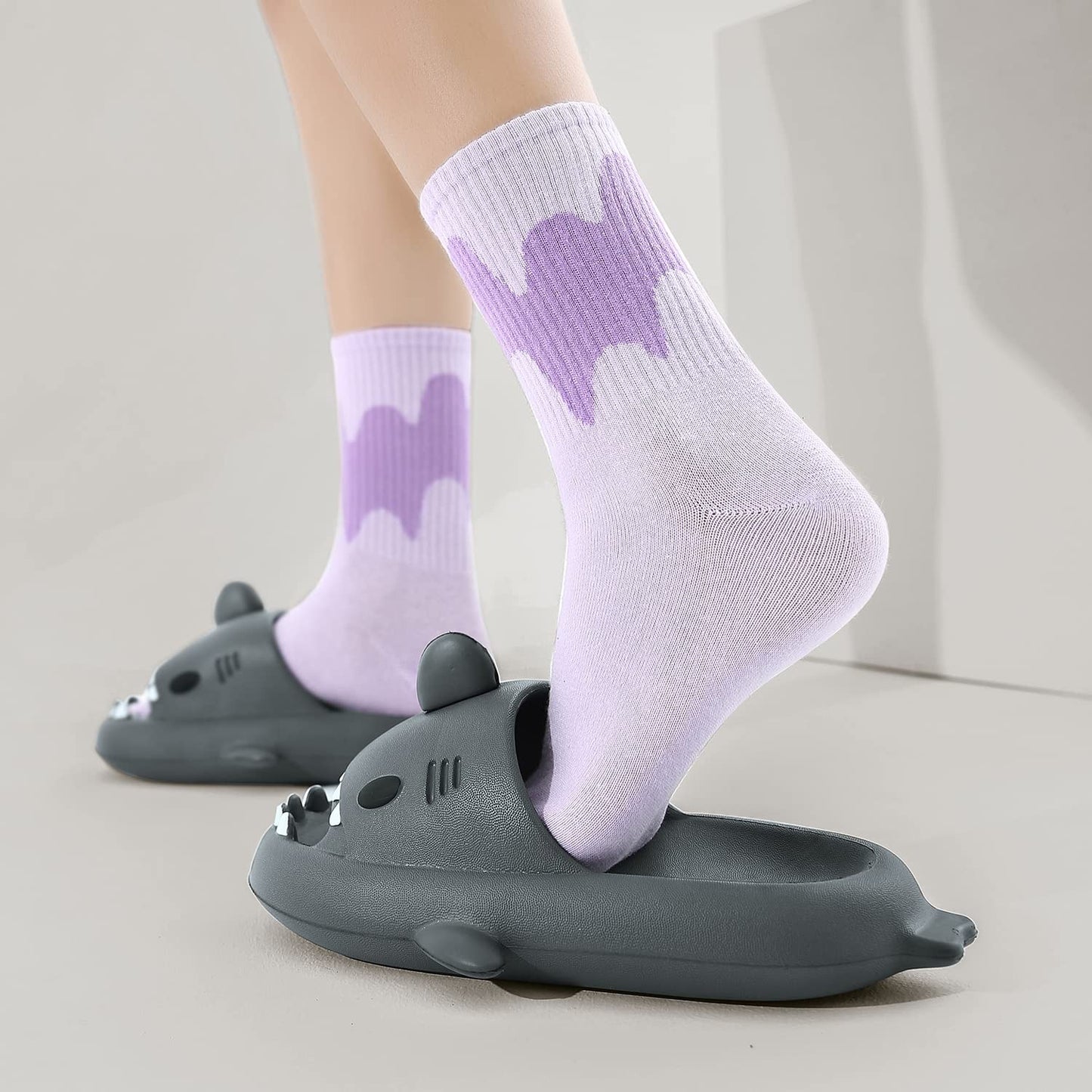 KIDMI New Men's and Women's Shark Slides Cloud Slippers Summer Open Toe Slide Sandals Casual Anti-Slip Beach Pool Shower Shoes