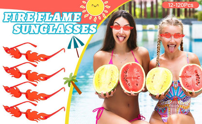 Fun Party Sunglasses Fire Flame Sunglasses Rimless Fire Sunglasses Halloween Candy Color Glasses for Christmas Favors