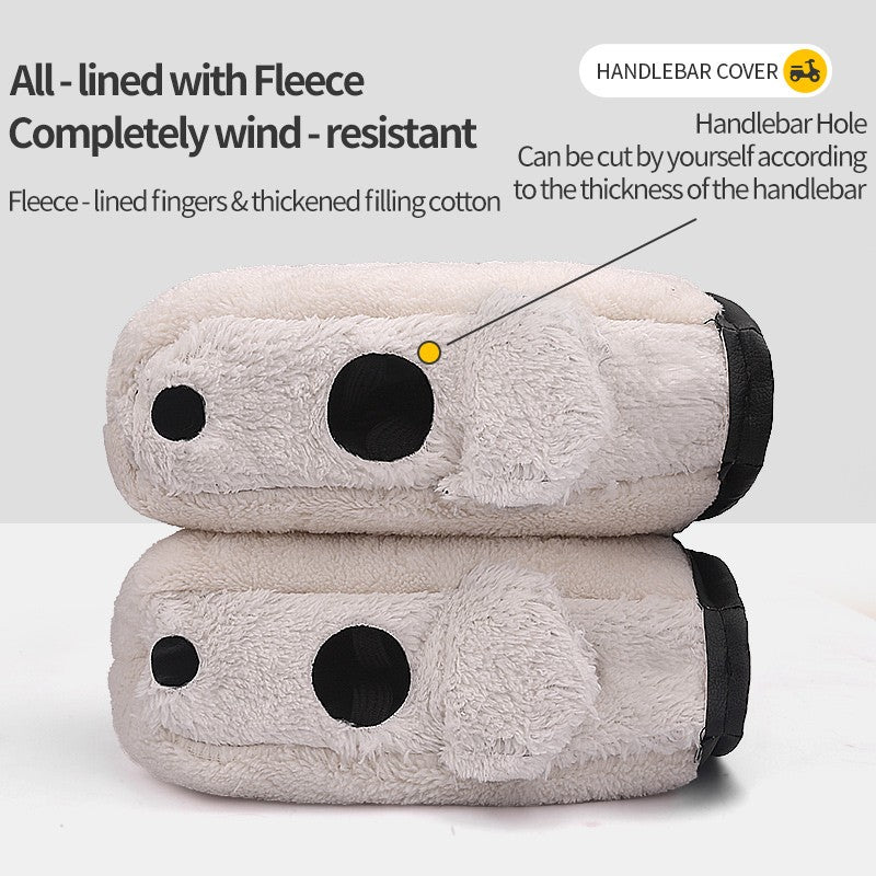 Luvas de guidão de motocicleta para inverno - Capas de guidão quentes e espessas, à prova de chuva e vento, luvas protetoras de mão em couro PU para motos