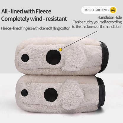 Luvas de guidão de motocicleta para inverno - Capas de guidão quentes e espessas, à prova de chuva e vento, luvas protetoras de mão em couro PU para motos