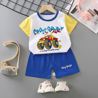 Conjuntos Infantis Mãe e Filhos Roupas Menino Menina Camiseta Shorts 2PÇS Verão Algodão Manga Curta Roupas de Bebê Infantil Terno