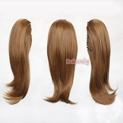 Bubuwig Cabelo Sintético 22 Cores 30cm Curto Liso Rabo de Cavalo Único Moda Anime Preto Vermelho Azul Perucas Cosplay Resistente ao Calor