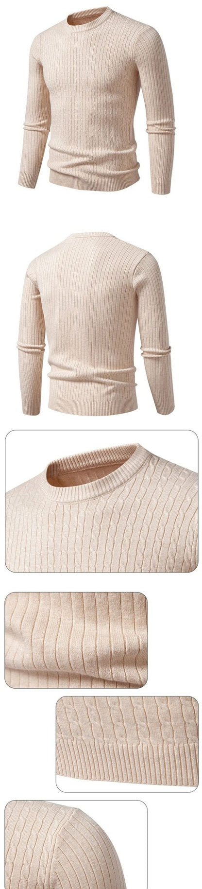 Men's Crewneck Knitted Pullover Sweater Fit Long Sleeve Casual Sweaters Winter Warm Twist Patterned Cable Work Jumper