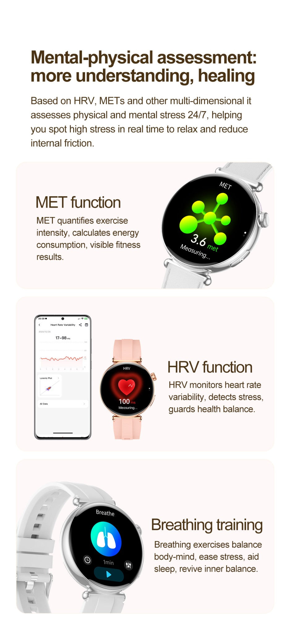 NEW Women Smartwatch 1.32inch AMOLED Screen ECG Sport Watch Blood Pressure Micro physical examination AI dial Health Smart Watch