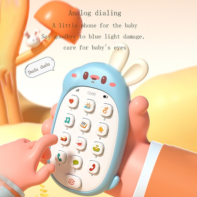 Telefone celular de brinquedo de coelho infantil, mordedor para bebê, quebra-cabeça, atóxico, inodoro, multifuncional, com música, sem bateria