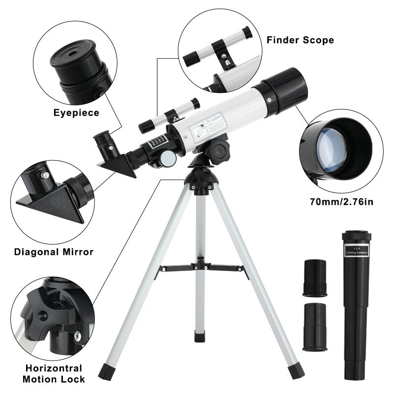 Telescópio astronômico Zoom F36050, grande abertura, alta definição, alta ampliação, para observação da Lua e estrelas