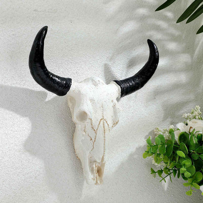 Skull Ox Horn Wall Hangers Resin Horn Cow Skull Wall Hanging Ornament Resin Bull Skull Decoration For Home Office