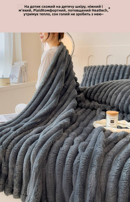 Thi Rabbit Fur Blanket Office Sofa Nap Blanket Premium Cover Blanket All Seasons  Color Polyester Fiber