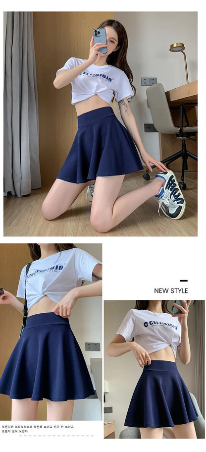 Bubble Short Skirt Women Half Skirt Anti Exposure High Waist Sun Underwear Hundred Pleats