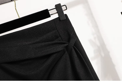 2025 Plus Size Elegant Asymmetrical Slit Skirts Autumn Winter Mid-Length A-Line Skirt Women's High Waist Oversized Suit Skirts