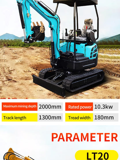 Mini Escavadeira Diesel Personalizada 1600kg para Agricultura, Pomar, Vala, 1ton, 1.6ton