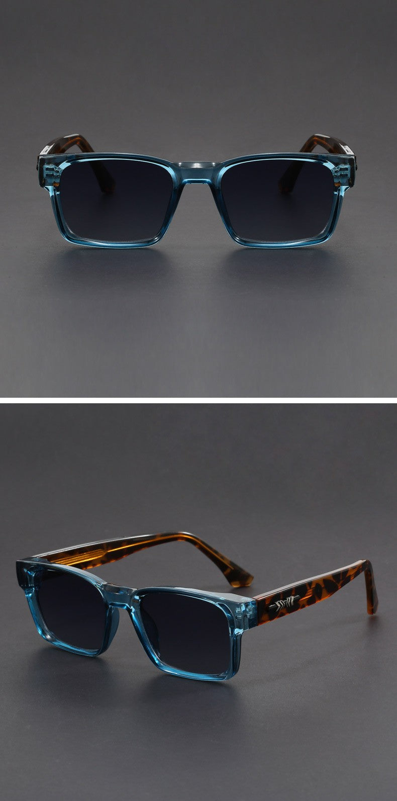 Fashionable Retro Square Black and Leopard Print Full Frame Anti-Uv Sunglasses for Men Japanese Simple Literary Style Shades