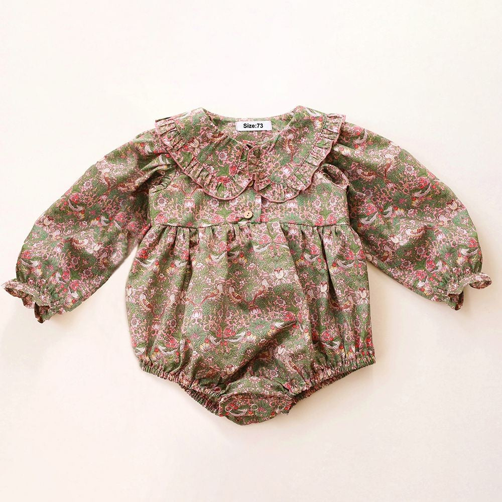 Vintage Floral Baby Girl Romper Spring Baby Girl Clothes For Wedding Party