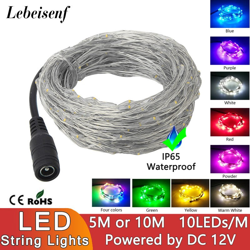 IP65 LED Copper Wire Fairy Lights DC 12V Powered Flexible String 5M 50Lamp 10M 100Lamps for Indoor Outdoor Party Festival Decor