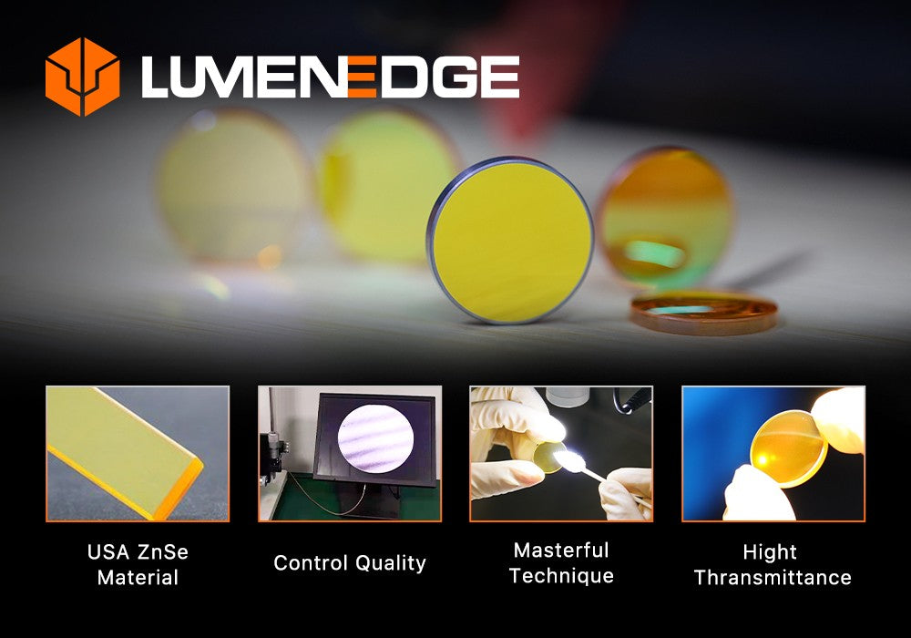 Lente de Foco CO2 Znse CVD LumenEdge USA Diâmetro 18 19,05 20 mm Distância Focal 38,1 50,8 63,5 101,6 127 mm para Máquina de Corte e Gravação a Laser
