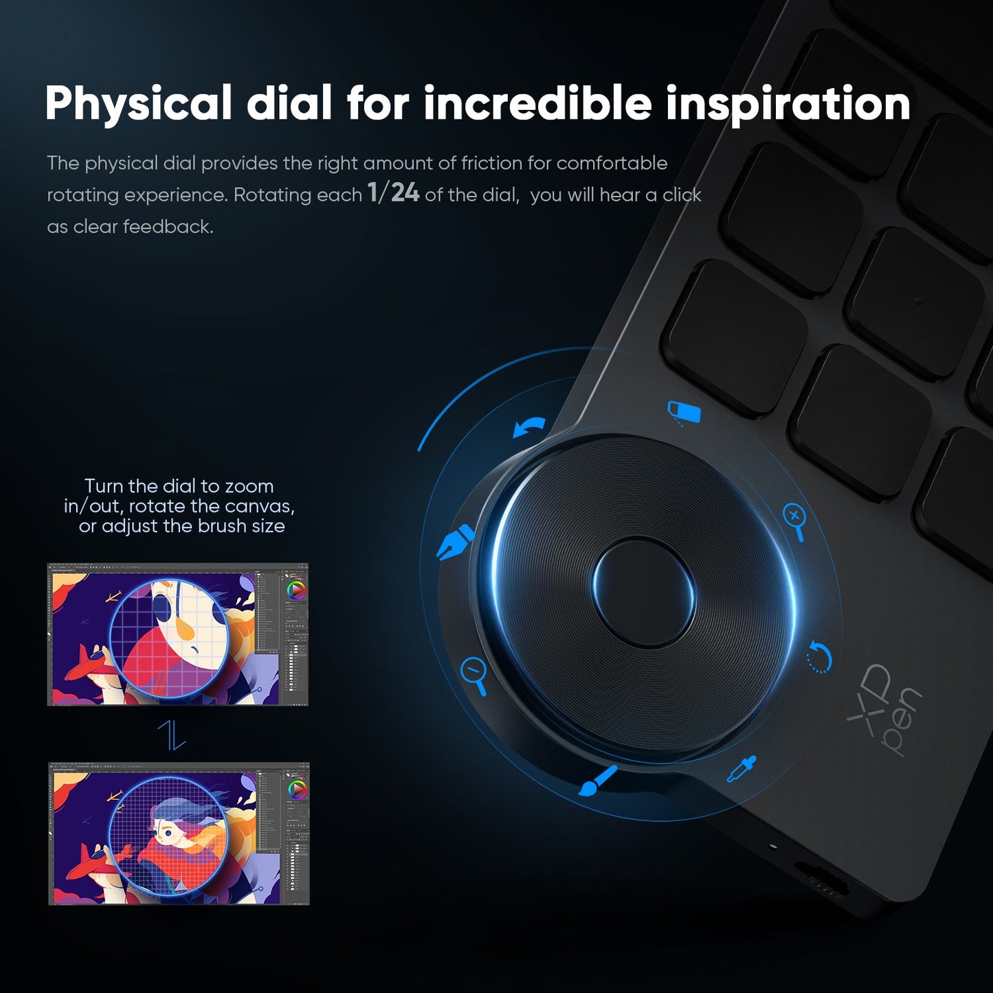 XPPen Controle Remoto sem Fio com Teclas de Atalho Express Key Bluetooth 5.0, teclas de atalho personalizáveis para monitor de tablet gráfico com caneta