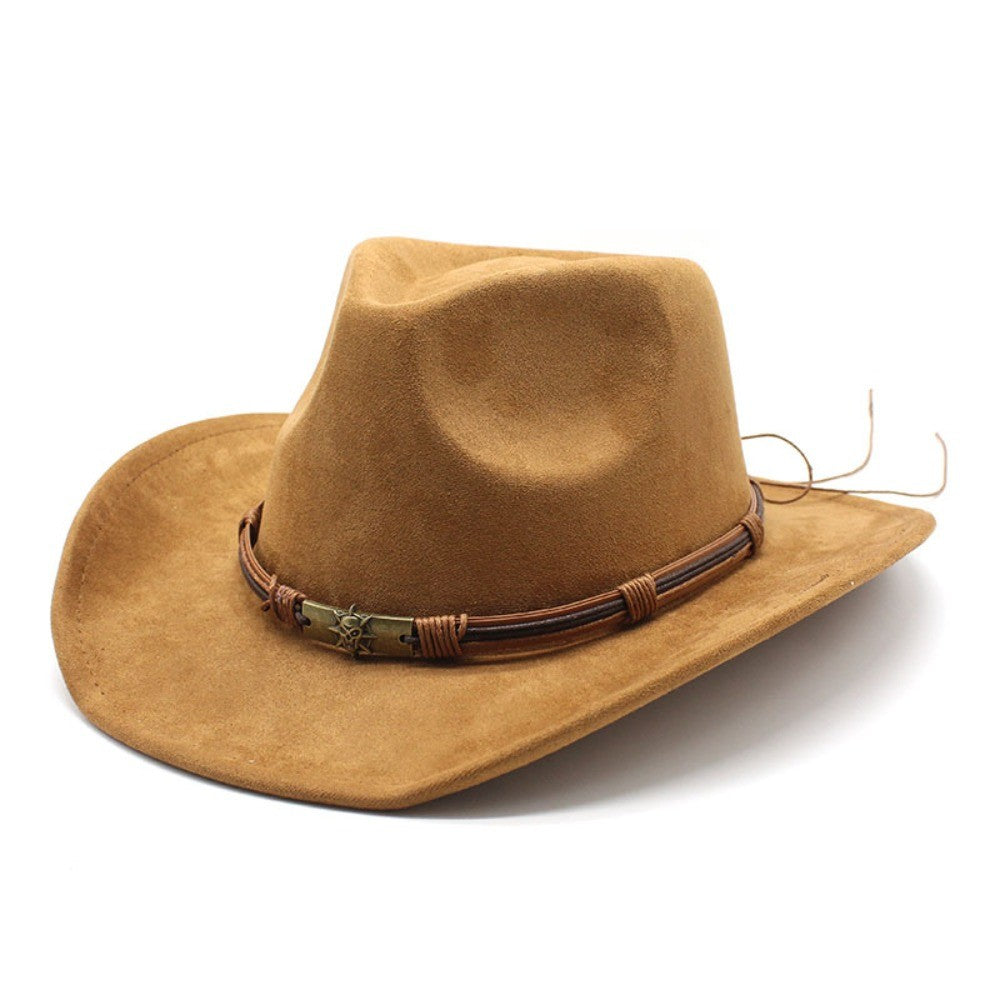 New Artificial Suede Cowboy Hats Big-edge Breathable Jazz Knight Hats Solid Color Party Cosplay Hat Spring