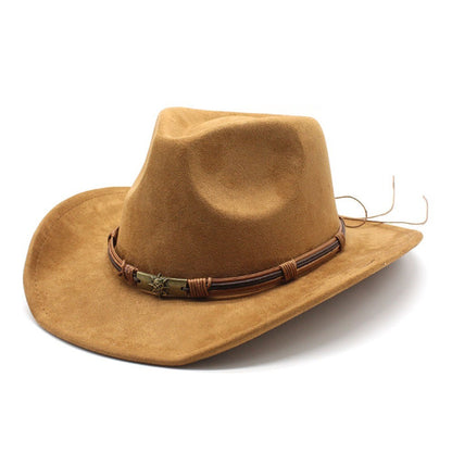 New Artificial Suede Cowboy Hats Big-edge Breathable Jazz Knight Hats Solid Color Party Cosplay Hat Spring