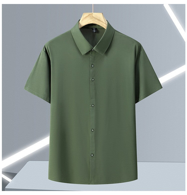 Ice Silk Summer Men's Dress Shirt Turn Down Collar Business Elastic Classic Top Male Plus Size Stretch 6XL 8XL 7XL 9XL 10XL 11XL