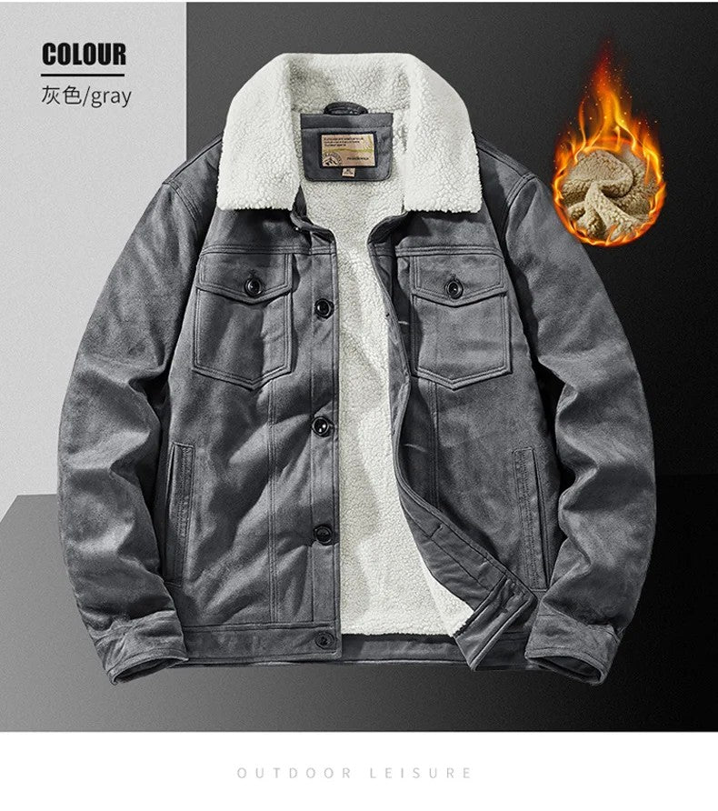 NEEDLESNOAH Autumn Winter Men Warm Pilot Jackets Fleece Suede Thick Coats Male Single Breasted Classic Parkas Fahion Windbreaker