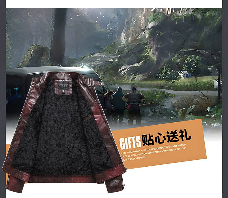 Quality New Male Casual Leather Jackets 7XL Autumn Winter Men Stand Collar Motorcycle Leather Jackets Vintage Leather Coat