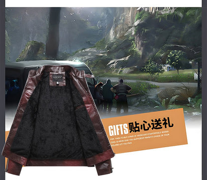 Quality New Male Casual Leather Jackets 7XL Autumn Winter Men Stand Collar Motorcycle Leather Jackets Vintage Leather Coat