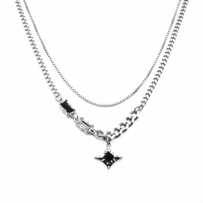 Simple Multilayer Chain Clavicle Chain Necklace Men Retro Zircon Stars Pendant Necklace Fashion Design Women Jewelry