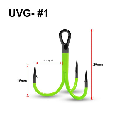 Spinpoler 1/0 2/0 3/0 Anzol UV 2X Forte Ponta Revestida Triplo Garateia Isca Artificial Pesca em Águas Profundas Robalo Lúcio Perca Equipamento